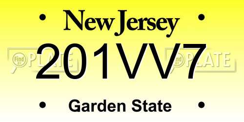 201VV7 New Jersey License Plate