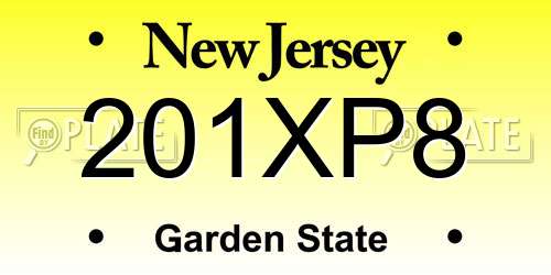 201XP8 New Jersey License Plate