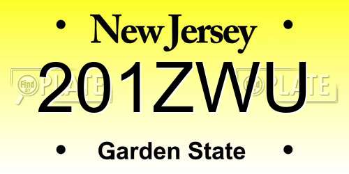 201ZWU New Jersey License Plate