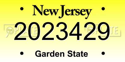 2023429 New Jersey License Plate