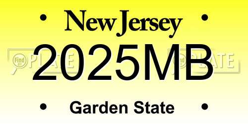 2025MB New Jersey License Plate
