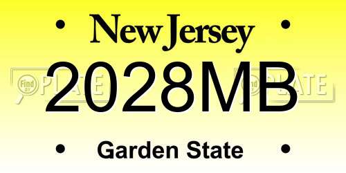 2028MB New Jersey License Plate