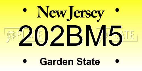 202BM5 New Jersey License Plate