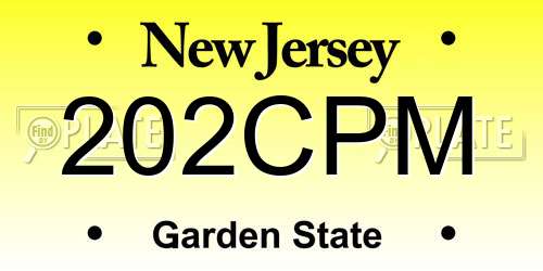 202CPM New Jersey License Plate