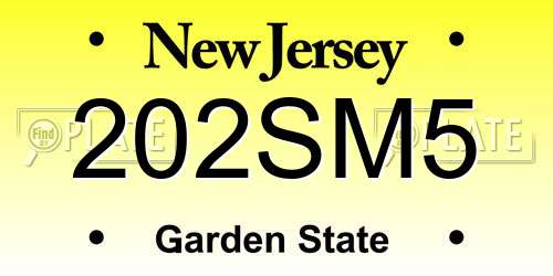 202SM5 New Jersey License Plate