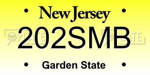 202SMB New Jersey License Plate