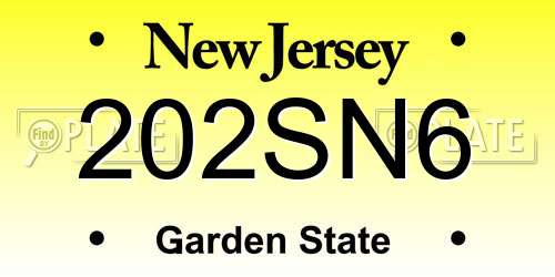 202SN6 New Jersey License Plate
