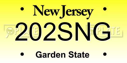 202SNG New Jersey License Plate