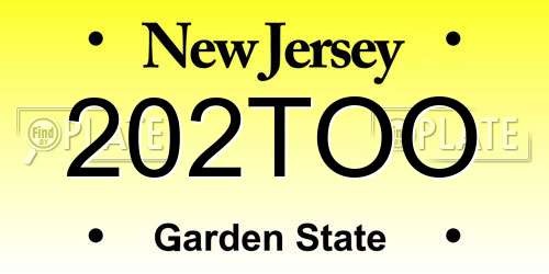 202TOO New Jersey License Plate