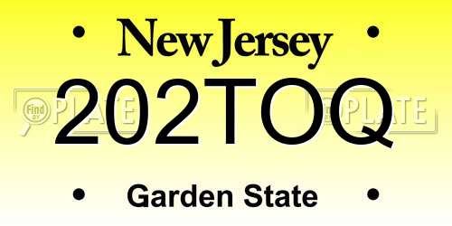 202TOQ New Jersey License Plate