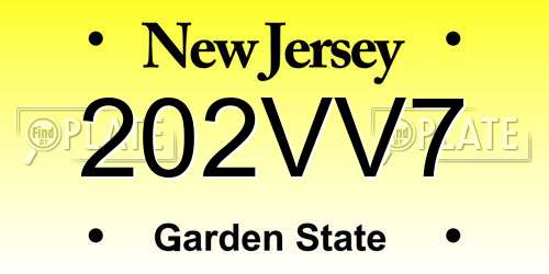 202VV7 New Jersey License Plate