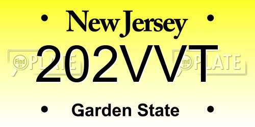202VVT New Jersey License Plate