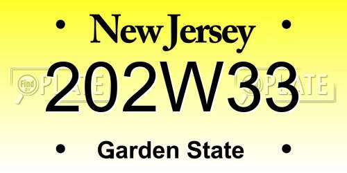 202W33 New Jersey License Plate