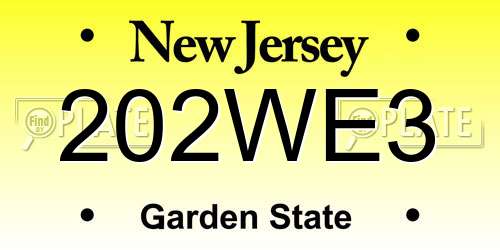 202WE3 New Jersey License Plate