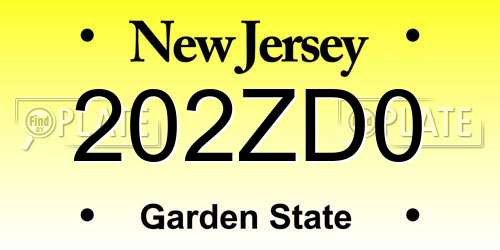 202ZD0 New Jersey License Plate