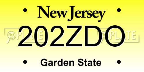 202ZDO New Jersey License Plate