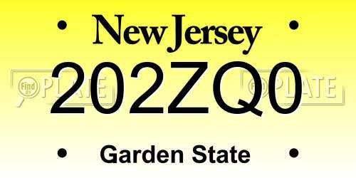 202ZQ0 New Jersey License Plate