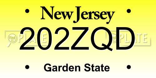 202ZQD New Jersey License Plate
