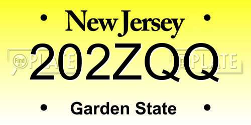202ZQQ New Jersey License Plate