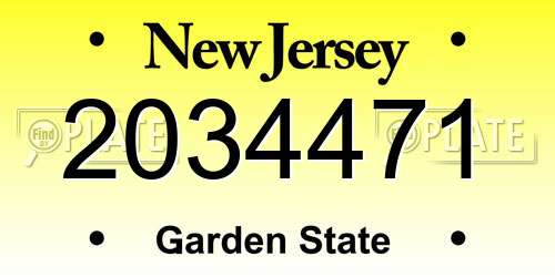 2034471 New Jersey License Plate