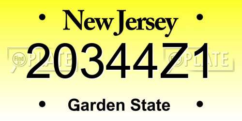 20344Z1 New Jersey License Plate