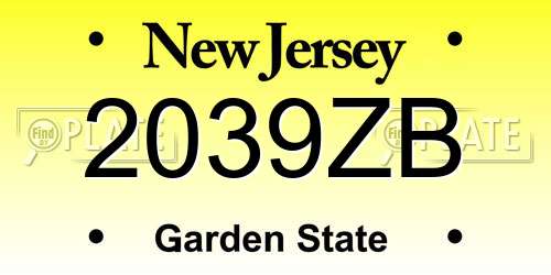 2039ZB New Jersey License Plate