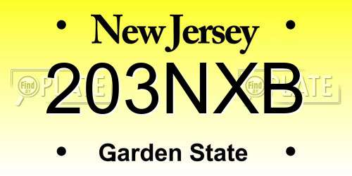 203NXB New Jersey License Plate