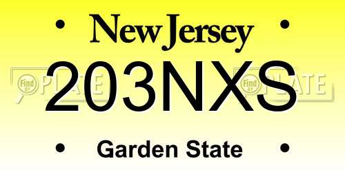 203NXS New Jersey License Plate