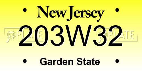 203W32 New Jersey License Plate