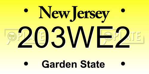 203WE2 New Jersey License Plate