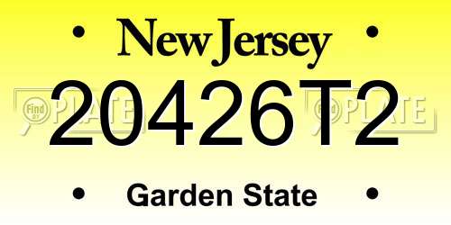 20426T2 New Jersey License Plate