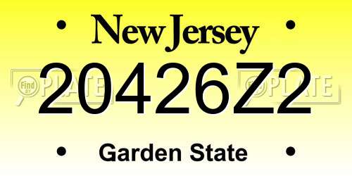 20426Z2 New Jersey License Plate