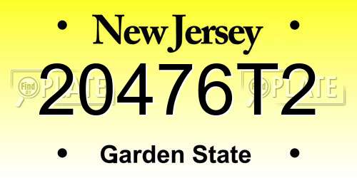 20476T2 New Jersey License Plate