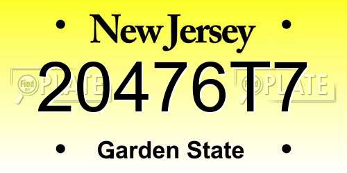 20476T7 New Jersey License Plate