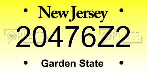 20476Z2 New Jersey License Plate
