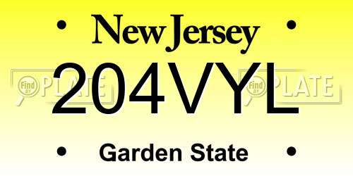 204VYL New Jersey License Plate