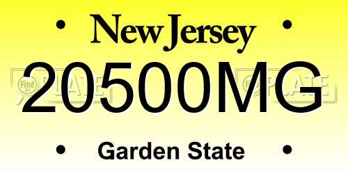 20500MG New Jersey License Plate