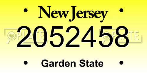 2052458 New Jersey License Plate