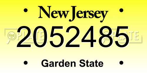 2052485 New Jersey License Plate