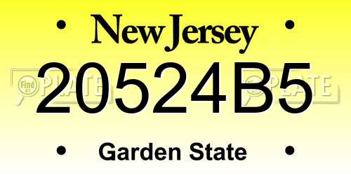 20524B5 New Jersey License Plate