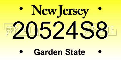 20524S8 New Jersey License Plate