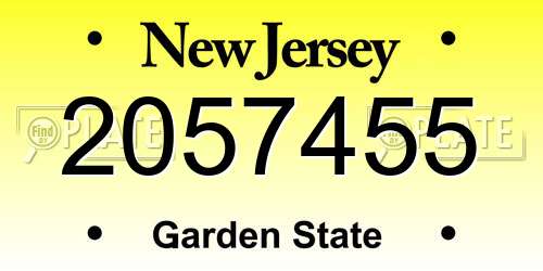 2057455 New Jersey License Plate