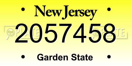 2057458 New Jersey License Plate
