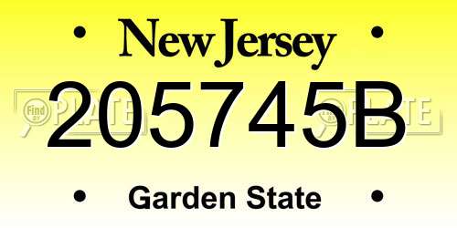 205745B New Jersey License Plate