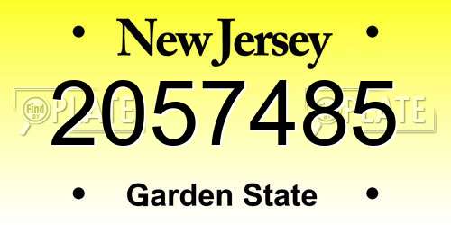 2057485 New Jersey License Plate