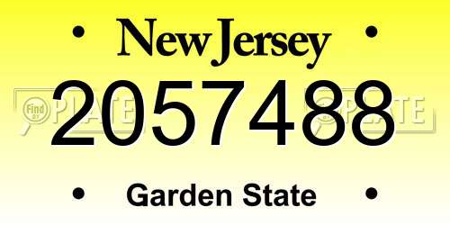 2057488 New Jersey License Plate