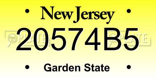 20574B5 New Jersey License Plate
