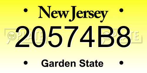 20574B8 New Jersey License Plate