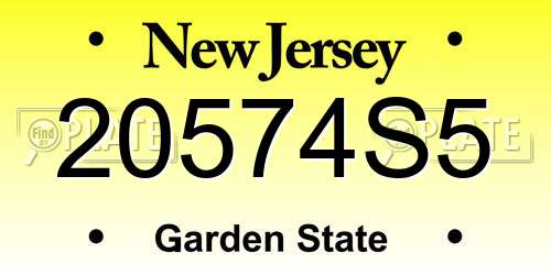 20574S5 New Jersey License Plate