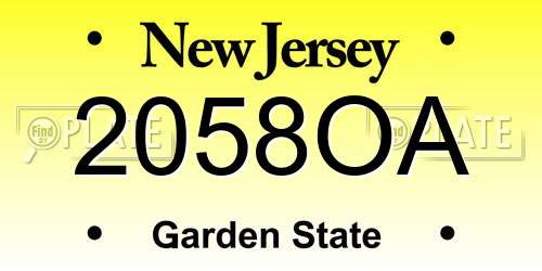2058OA New Jersey License Plate